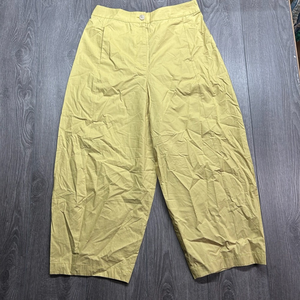 Neirami Womens Mustard Yellow Wide Leg Medium Cropped Lagenlook Pants